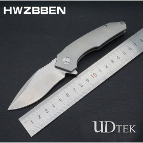 HWZBBEN M390 IKBS material axis folding knife with Titanium alloy no logo folding tactical knife UD19020 